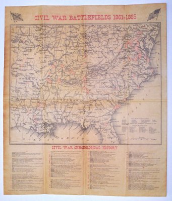 Civil War Map antiqued parchment replica document